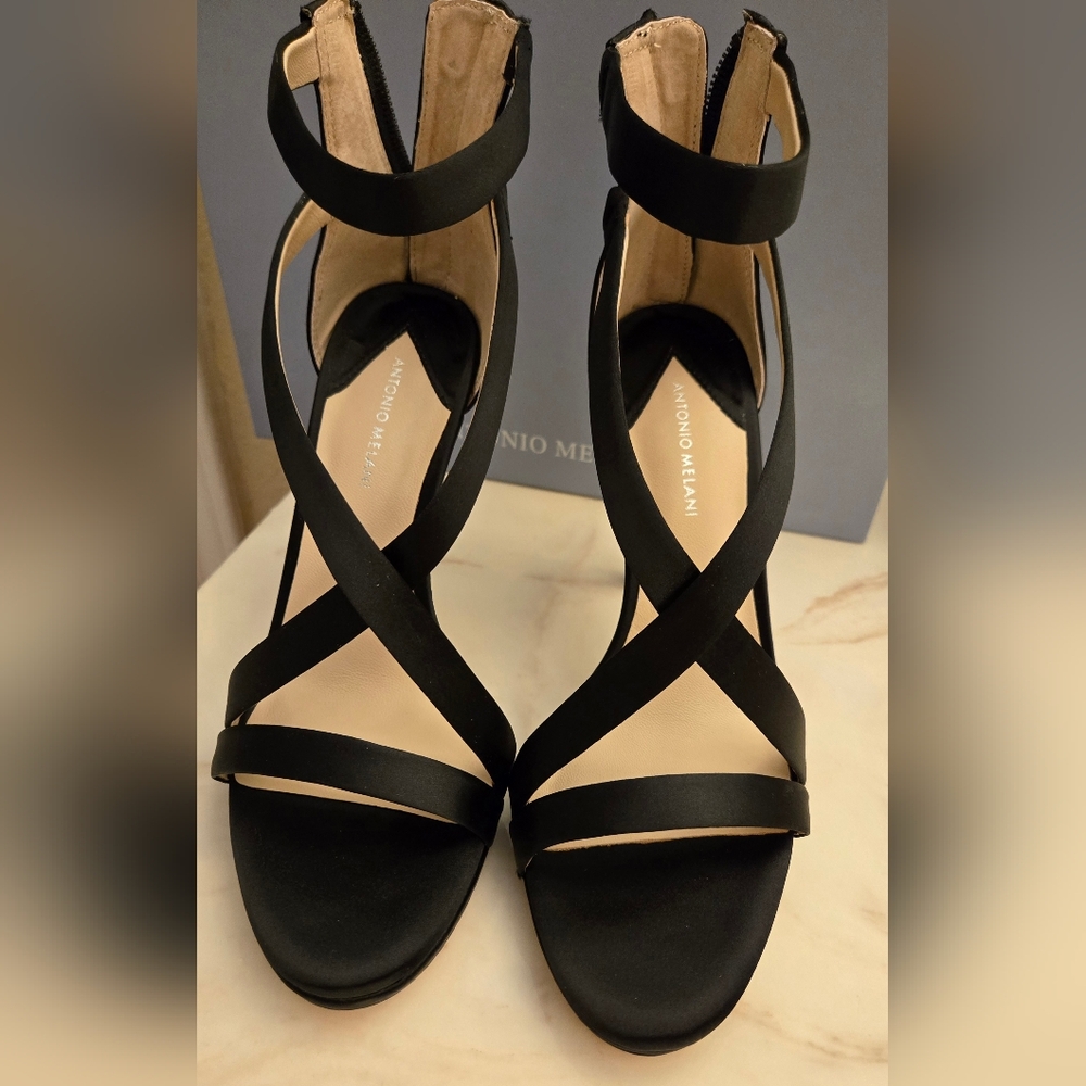 ANTONIO MELANI Elegant Black Strappy Heels